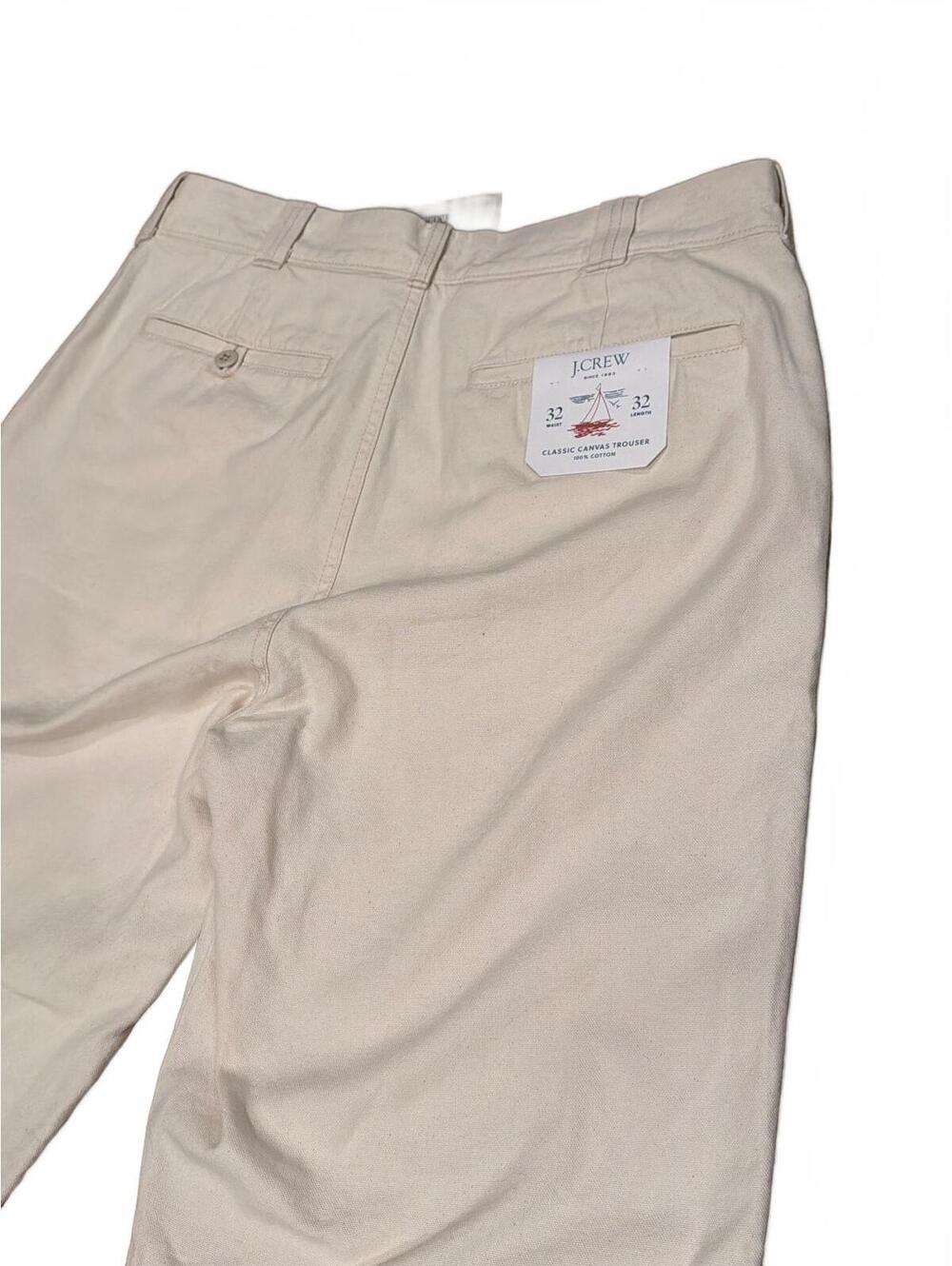 NWT JCrew Mens 32x32 Pants Cream Classic Canvas Trousers BW595 100 Cotton Chinos - Picture 7 of 12